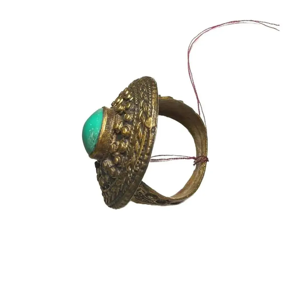 Vintage Afghan Turquoise and Copper Ring, size 8
